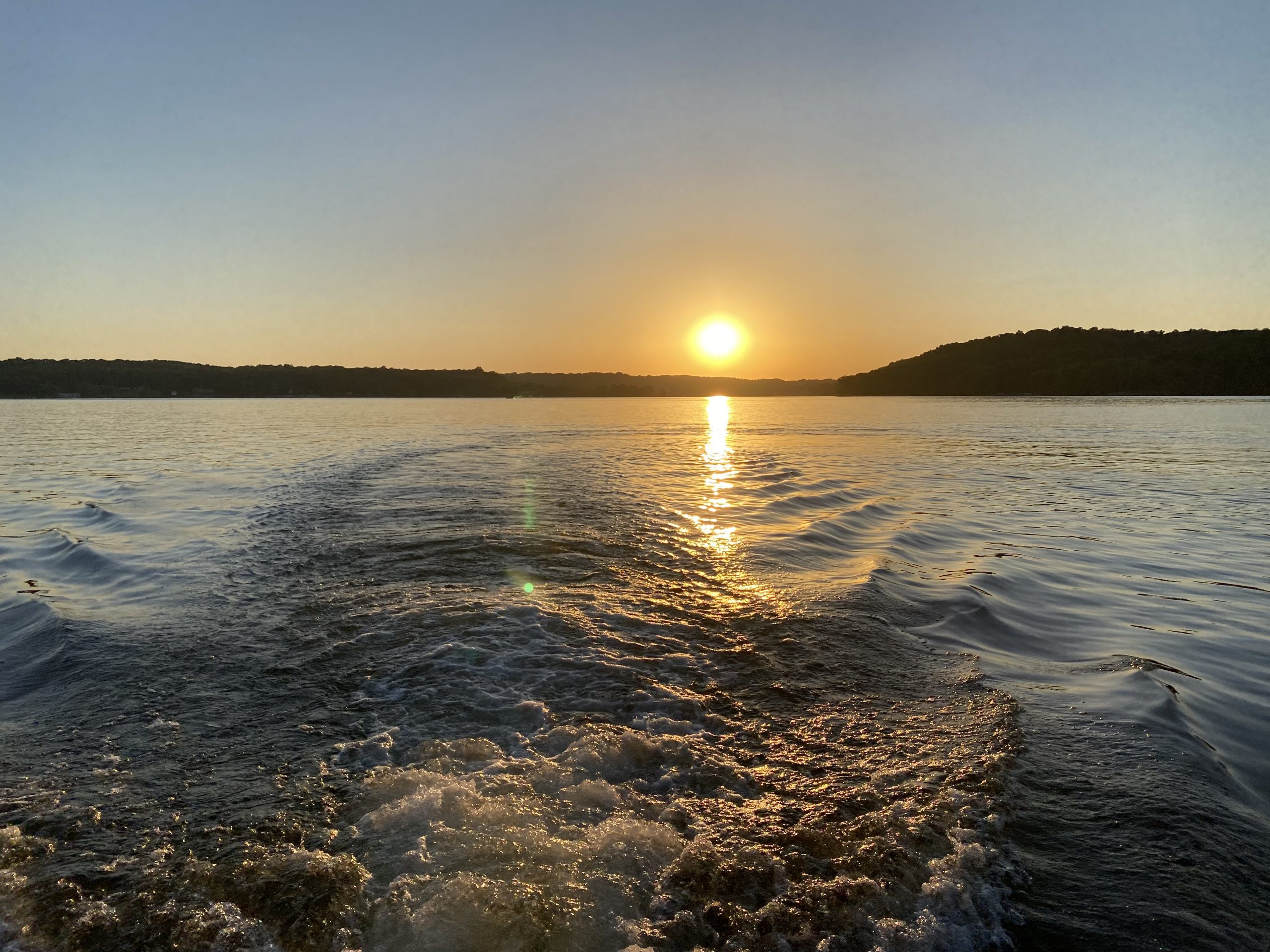 Lake Lemon Water Behind Boat Sunsetting
